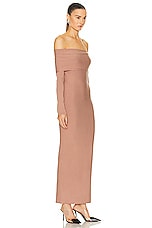 ALAÏA Off The Shoulder Dress in Nude ALA?A, view 2, click to view large image.