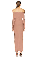 ALAÏA Off The Shoulder Dress in Nude ALA?A, view 3, click to view large image.