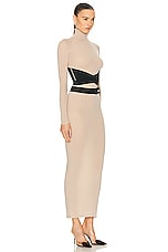 ALAÏA Long Sleeve Midi Dress in Camel Clair, view 2, click to view large image.
