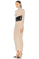 ALAÏA Long Sleeve Midi Dress in Camel Clair, view 3, click to view large image.