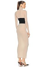 ALAÏA Long Sleeve Midi Dress in Camel Clair, view 4, click to view large image.