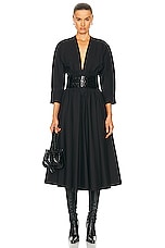 ALAÏA Long Sleeve Belt Dress in Noir, view 1, click to view large image.