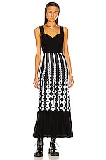 ALAÏA Sleeveless Bustier Long Dress in Noir & Blanc, view 1, click to view large image.