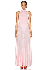 ALAÏA Flared Dress in Rose Quartz, view 1, click to view large image.