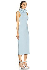 ALAÏA Hooded Dress in Bleu Glacier, view 3, click to view large image.