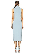 ALAÏA Hooded Dress in Bleu Glacier, view 4, click to view large image.