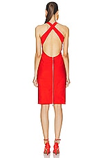 ALAÏA Criss Cross Back Dress in Rouge Vif, view 3, click to view large image.