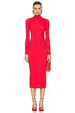 ALAÏA Sheer Dress in Rouge Vermeil, view 1, click to view large image.