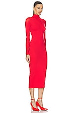 ALAÏA Sheer Dress in Rouge Vermeil, view 2, click to view large image.