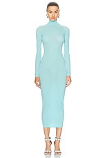 ALAÏA Sheer Dress in Turquoise, view 1, click to view large image.