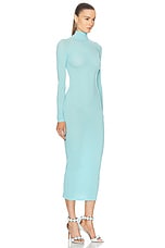 ALAÏA Sheer Dress in Turquoise, view 2, click to view large image.