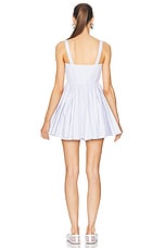 ALAÏA Mini Skater Dress in Blanc & Bleu, view 3, click to view large image.