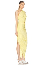 ALAÏA Asymmetrical One Shoulder Maxi Dress in Jaune Clair, view 2, click to view large image.