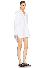 ALAÏA Tunic Shirt Dress in Blanc, view 2, click to view large image.