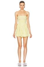 ALAÏA Crinoline Square Neck Mini Dress in Jaune Clair, view 2, click to view large image.