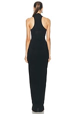 ALAÏA Draped High Neck Maxi Dress in Noir, view 3, click to view large image.