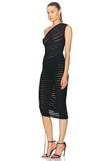 ALAÏA One Shoulder Midi Dress in Noir, view 3, click to view large image.