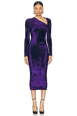 ALAÏA Velvet Long Gown in Violet Fonce, view 1, click to view large image.