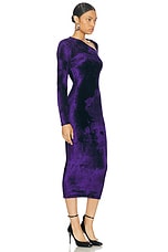 ALAÏA Velvet Long Gown in Violet Fonce, view 2, click to view large image.