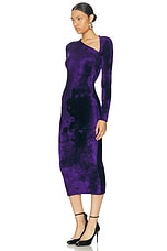 ALAÏA Velvet Long Gown in Violet Fonce, view 3, click to view large image.