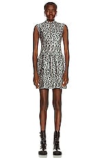 ALAÏA Sleeveless Mini Dress in Gris & Noir, view 2, click to view large image.
