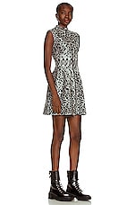 ALAÏA Sleeveless Mini Dress in Gris & Noir, view 3, click to view large image.