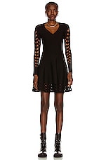 ALAÏA Long Sleeve Mini Dress in Noir, view 2, click to view large image.