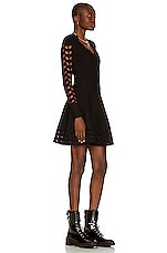 ALAÏA Long Sleeve Mini Dress in Noir, view 3, click to view large image.