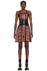 ALAÏA Square Neck Sleeveless Mini Dress in Bois De Rose & Noir, view 1, click to view large image.