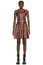 ALAÏA Square Neck Sleeveless Mini Dress in Bois De Rose & Noir, view 2, click to view large image.