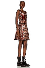 ALAÏA Square Neck Sleeveless Mini Dress in Bois De Rose & Noir, view 3, click to view large image.