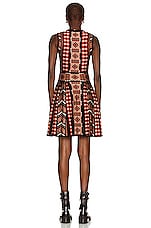 ALAÏA Square Neck Sleeveless Mini Dress in Bois De Rose & Noir, view 4, click to view large image.