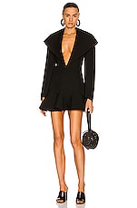 ALAÏA Hooded Short Tailored Dress in Noir, view 1, click to view large image.