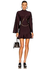 ALAÏA Skater Dress in Aubergine, view 1, click to view large image.