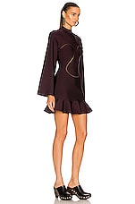 ALAÏA Skater Dress in Aubergine, view 2, click to view large image.