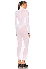 ALAÏA Long Turtleneck Dress in Blanc, view 3, click to view large image.