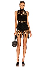 ALAÏA Fishnet Short Dress in Noir, view 1, click to view large image.