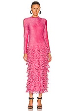 ALAÏA Long Velvet Dress in Candy, view 2, click to view large image.