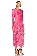 ALAÏA Long Velvet Dress in Candy, view 3, click to view large image.