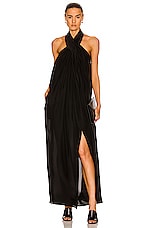 ALAÏA Split Front Halter Dress in Noir, view 1, click to view large image.