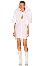 ALAÏA Sleeveless Hooded Dress in Blanc, view 2, click to view large image.