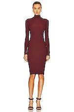 ALAÏA Rib Dress in Bordeaux, view 1, click to view large image.