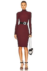 ALAÏA Rib Dress in Bordeaux, view 4, click to view large image.