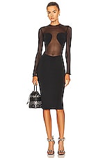 ALAÏA Bodysheer Dress in Noir, view 1, click to view large image.