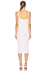 ALAÏA Rib Tube Midi Dress in Blanc, view 3, click to view large image.