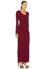 ALAÏA Shiny Rib Dress in Bordeaux, view 2, click to view large image.