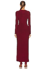 ALAÏA Shiny Rib Dress in Bordeaux, view 4, click to view large image.
