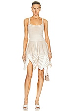 ALAÏA Sculpting Dress in Beige & Blanc, view 1, click to view large image.