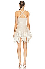 ALAÏA Sculpting Dress in Beige & Blanc, view 3, click to view large image.