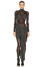 ALAÏA Wl Sheer Dress in Gris Chine, view 1, click to view large image.